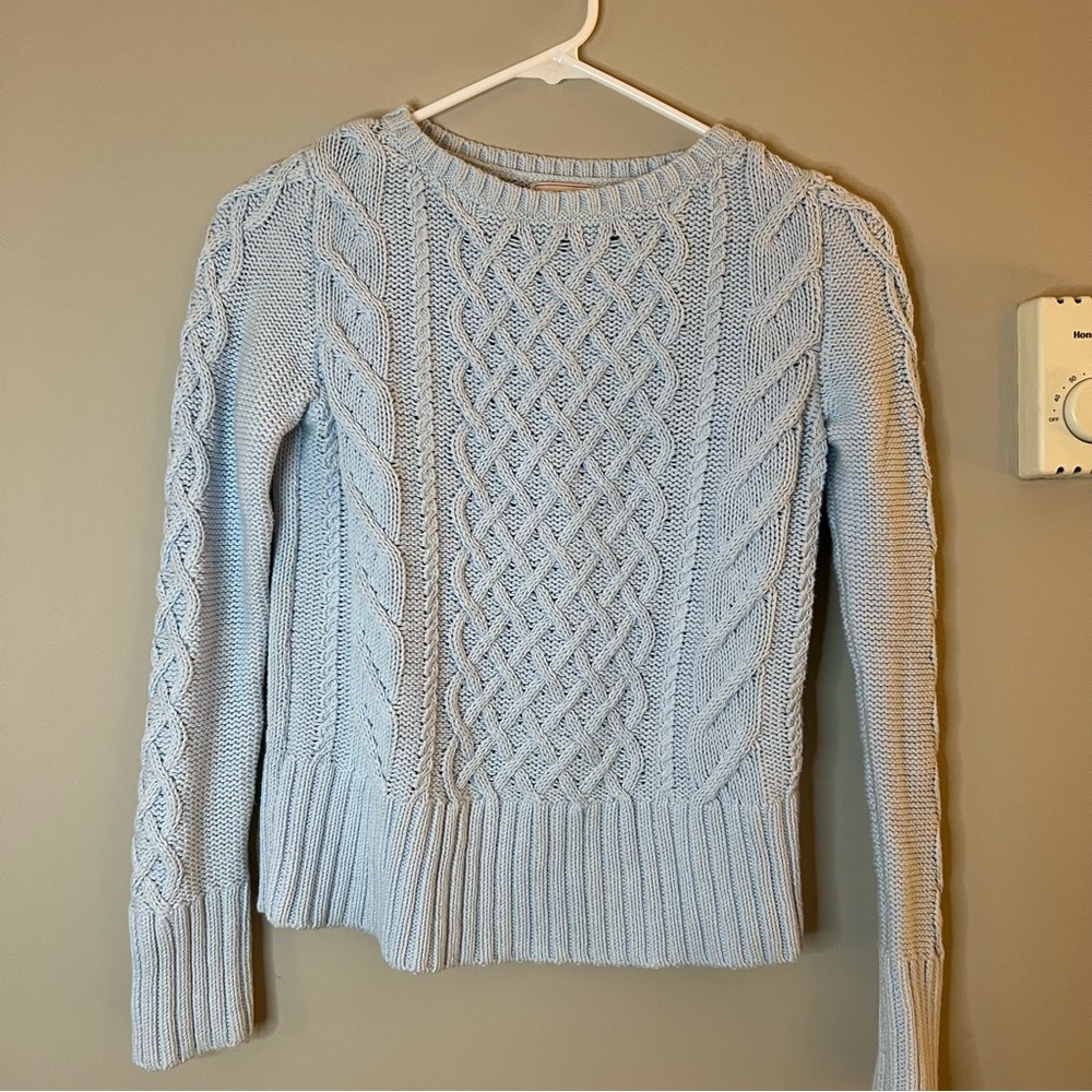 Gap Women's XS Baby Blue Cableknit Long Sleeve Sweater